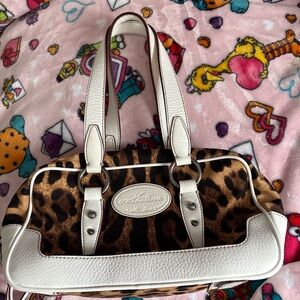 Dolce & Gabbana Leopard Print and White Shoulder Bag